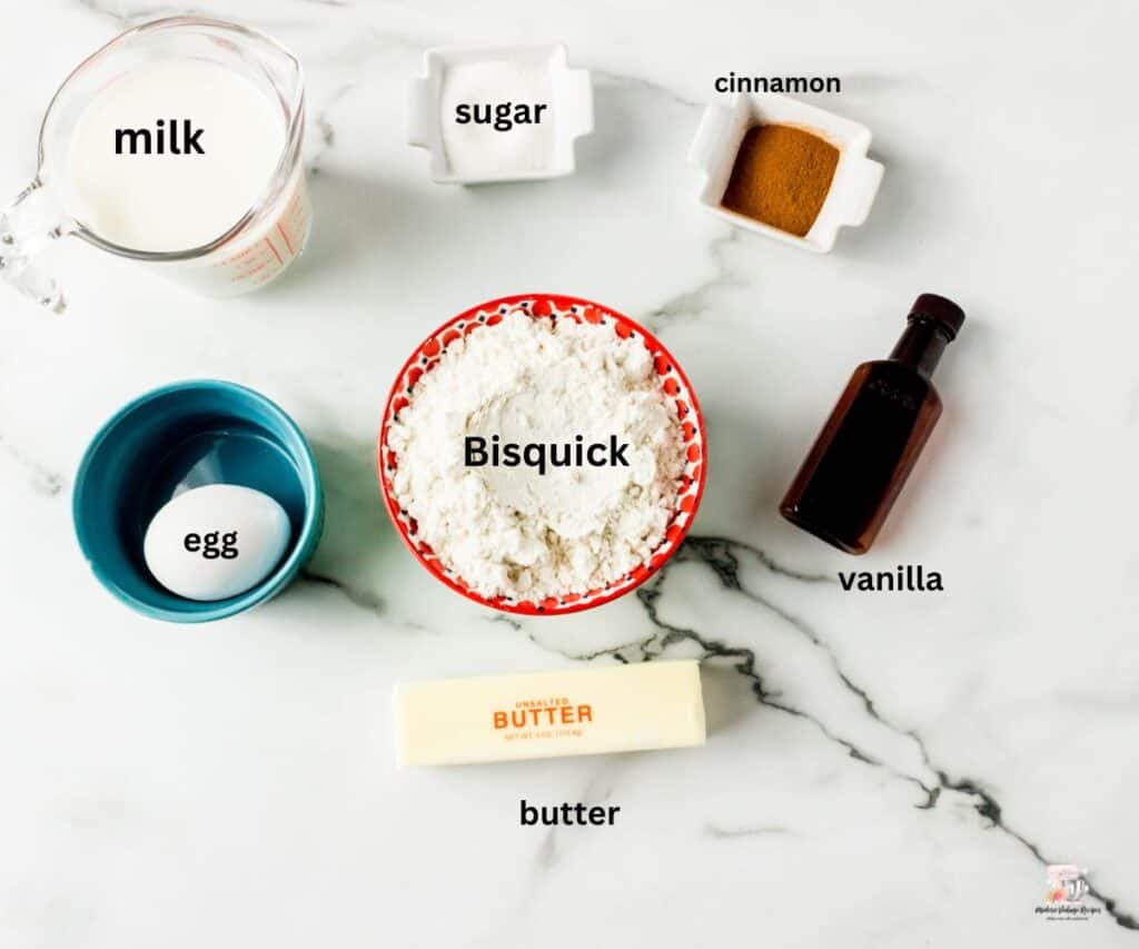 ingredients to make Baked Bisquick Donuts